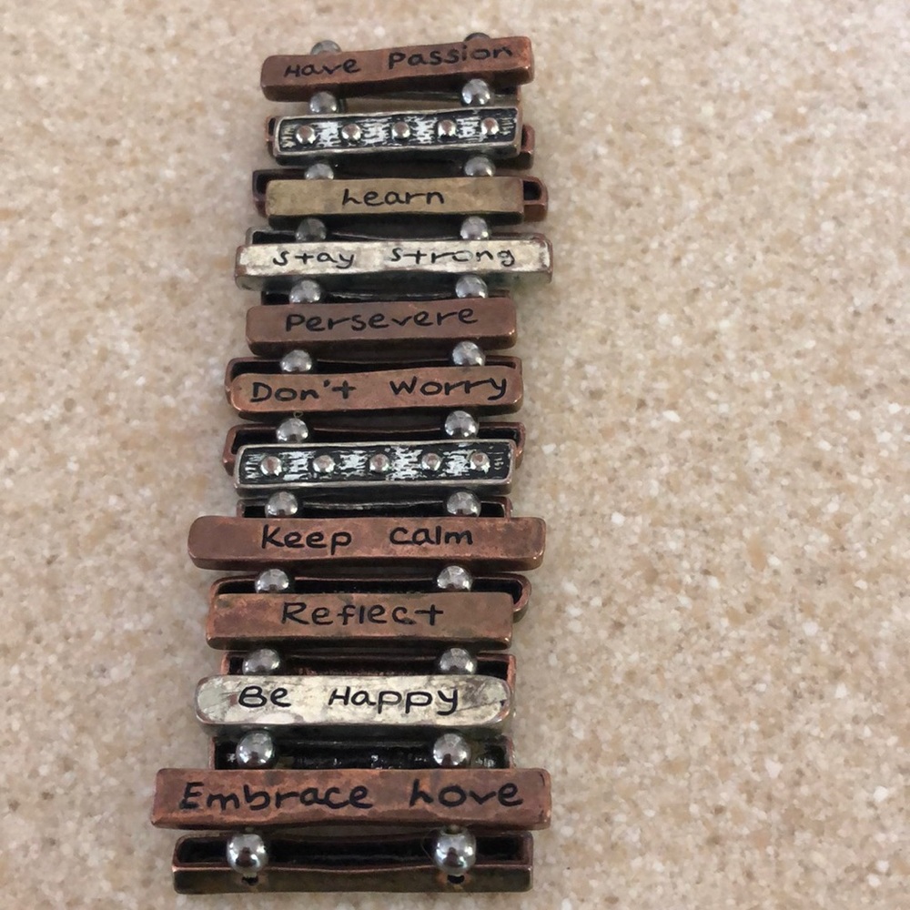 mixed metal inspirational stretchy bracelet